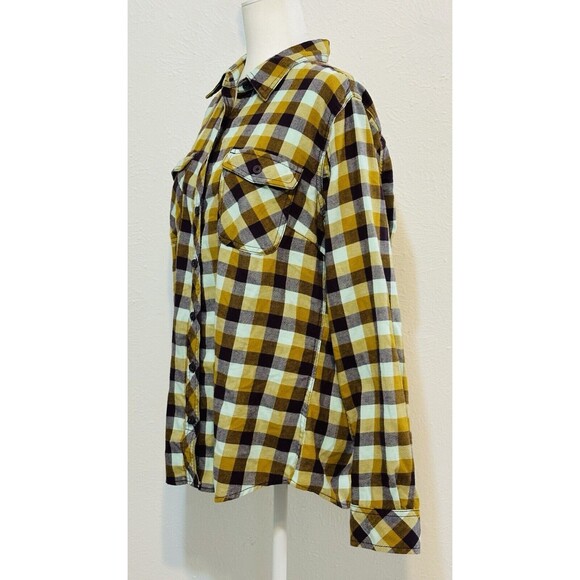 Duluth Trading Co Women Size L Button Up Plaid Flannel Shirt Western Country - Picture 4 of 11